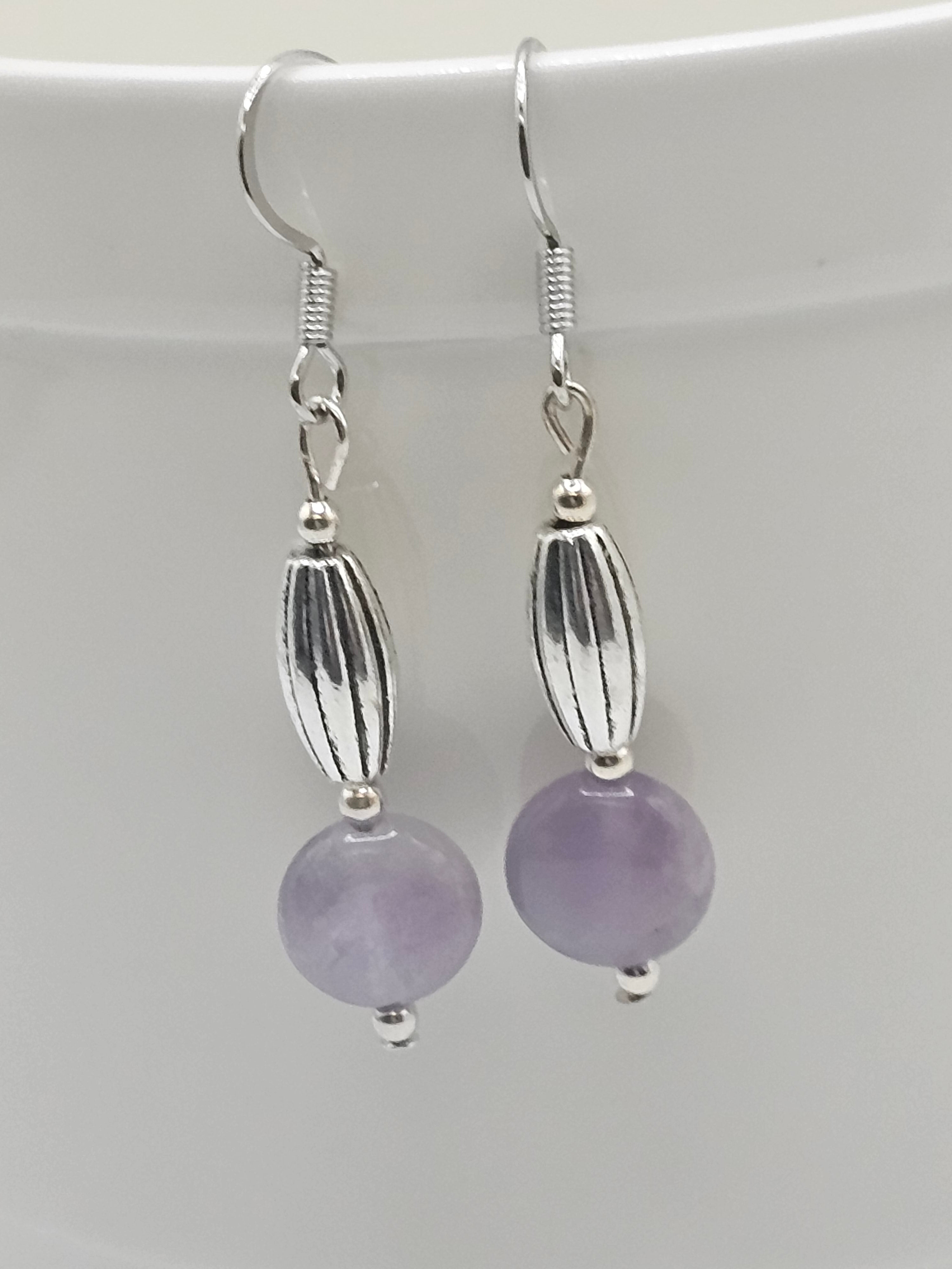 Amethyst and silver overlay dangle earrings