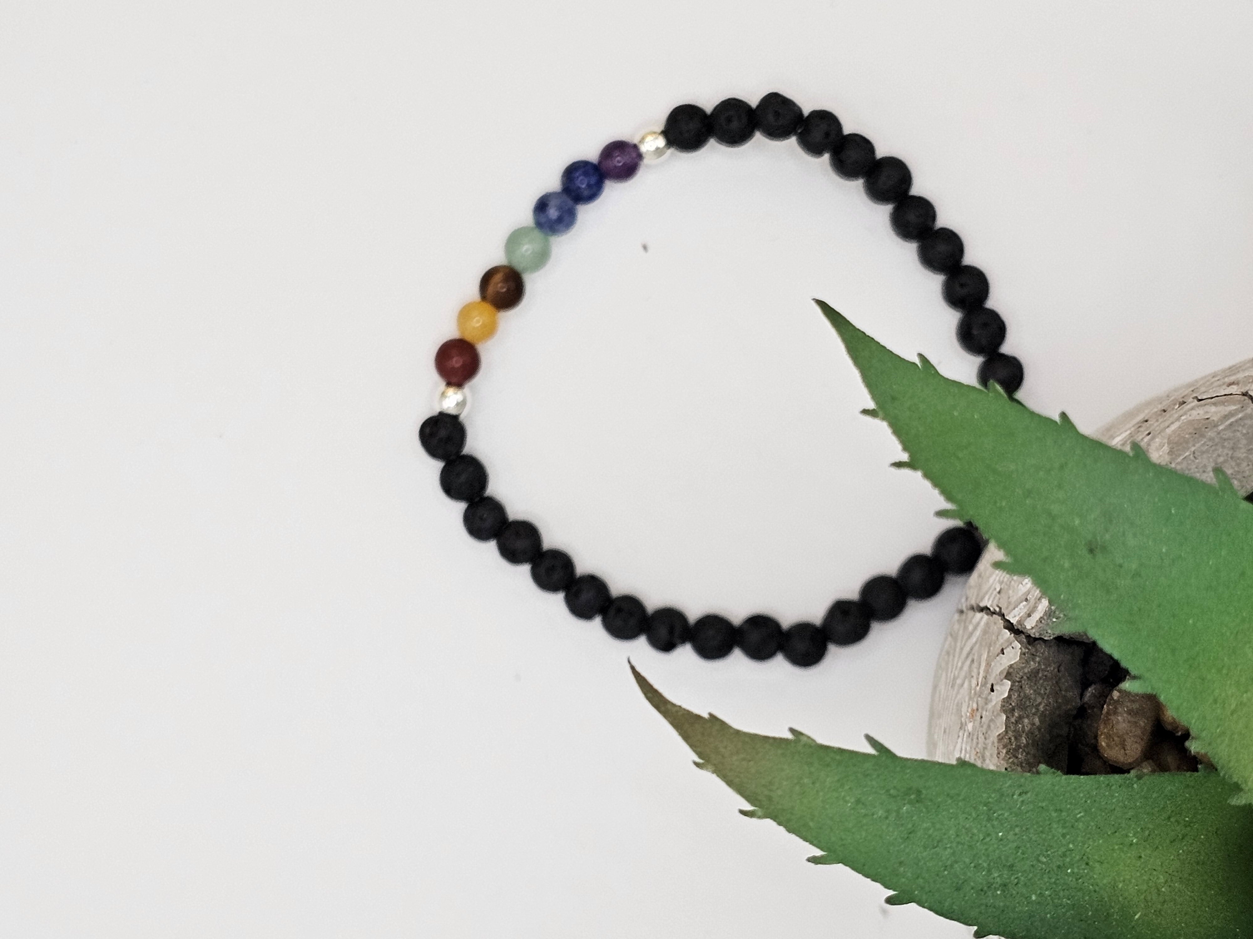 Chakra and Lava Stone Bracelet