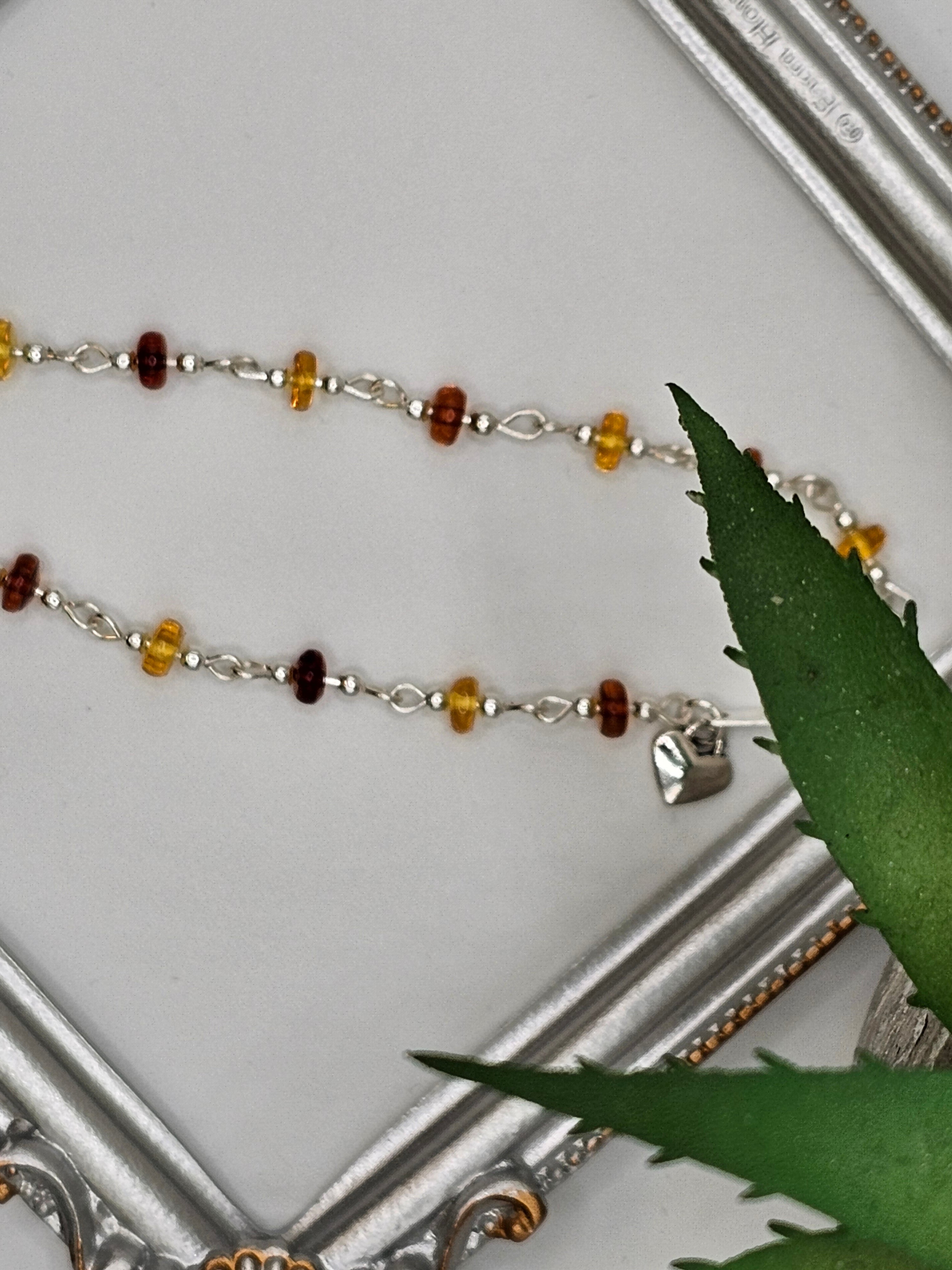 Baltic amber and silver beaded bracelet