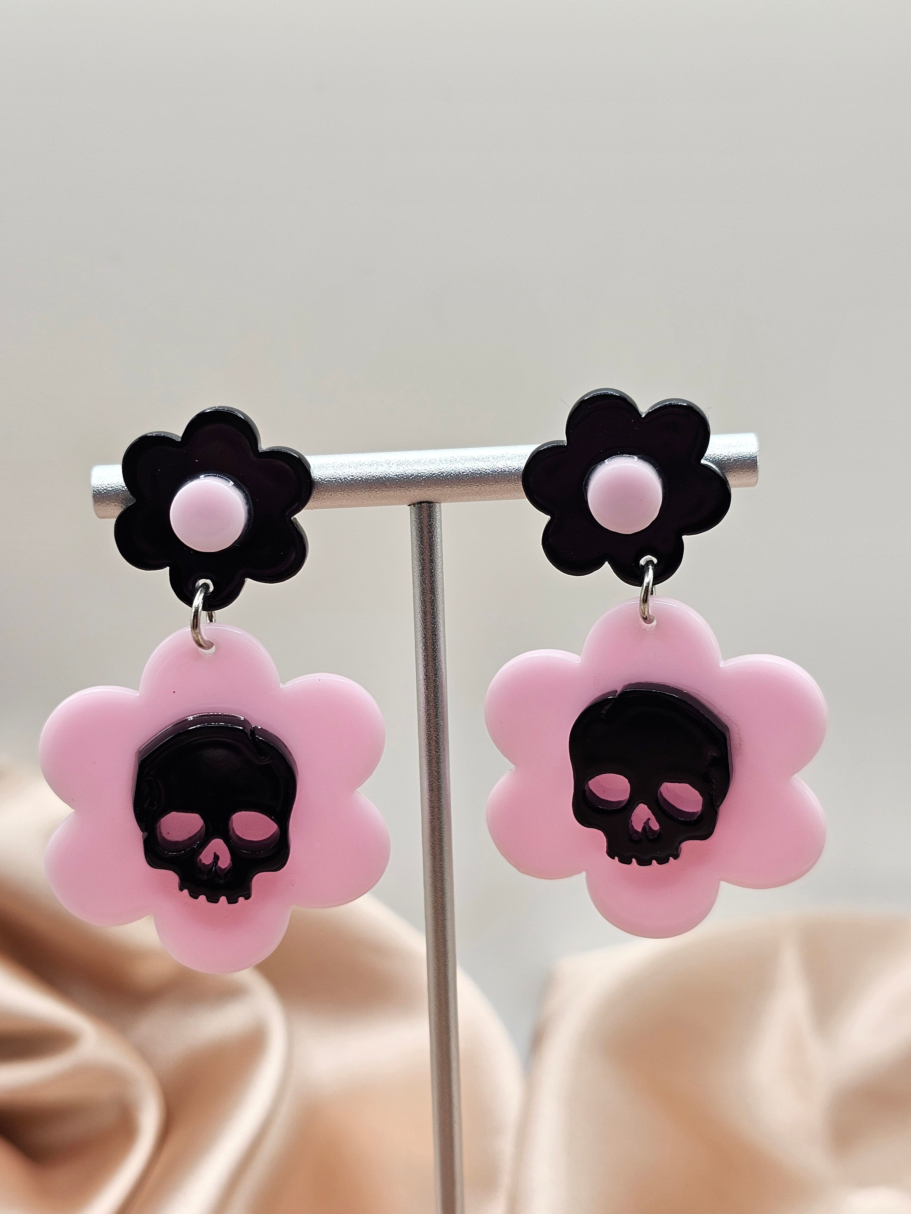 Pink Skull Earrings