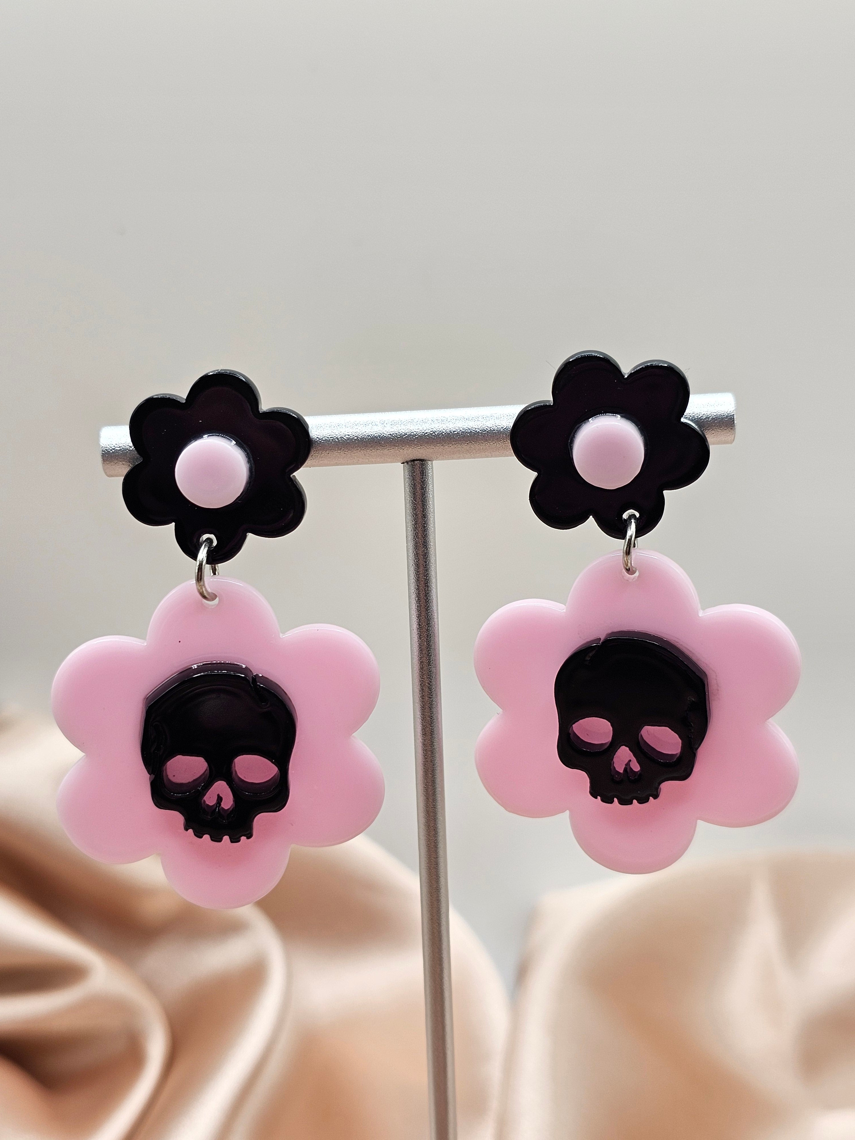 Pink Skull Earrings