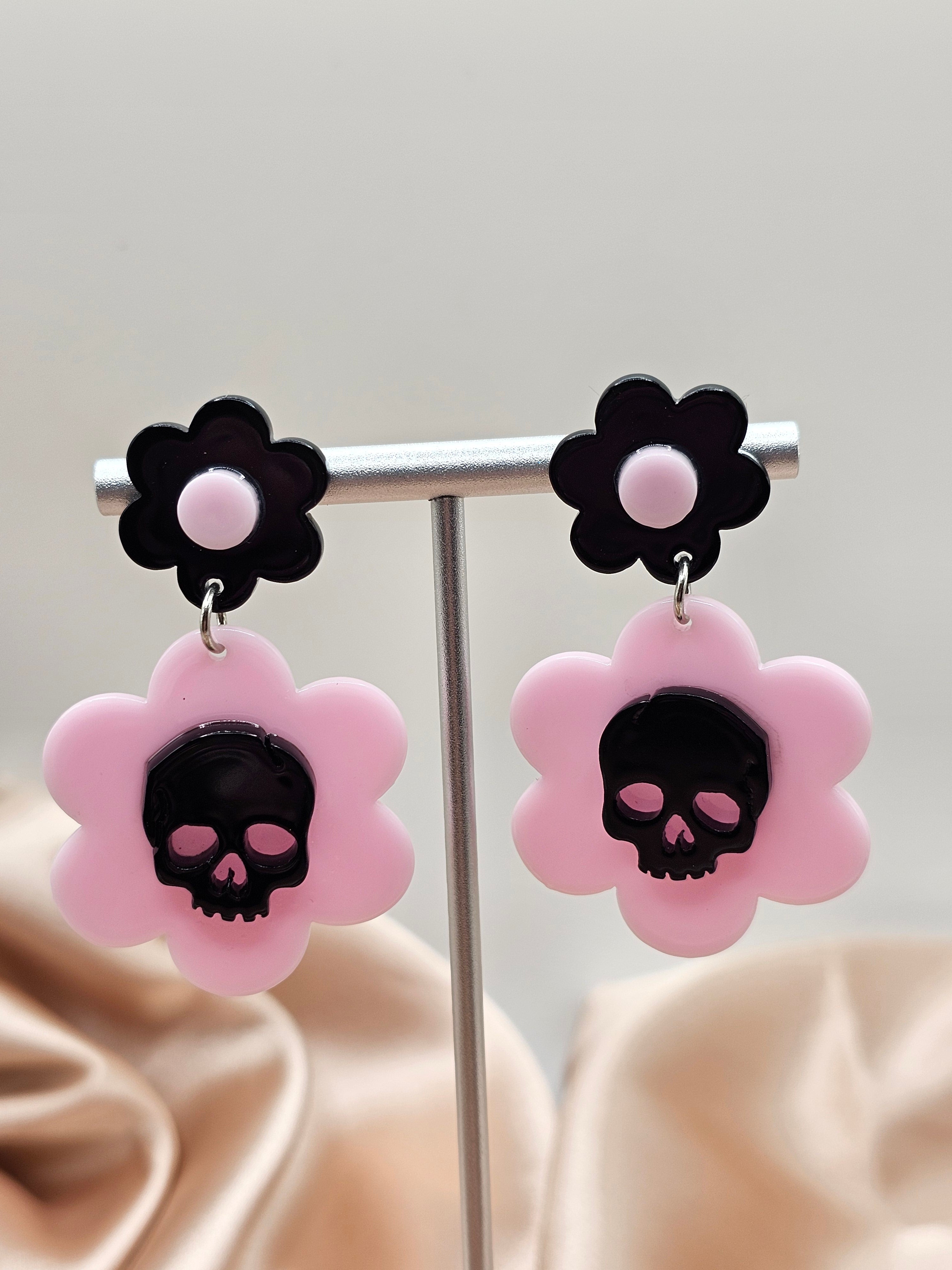 Pink Skull Earrings