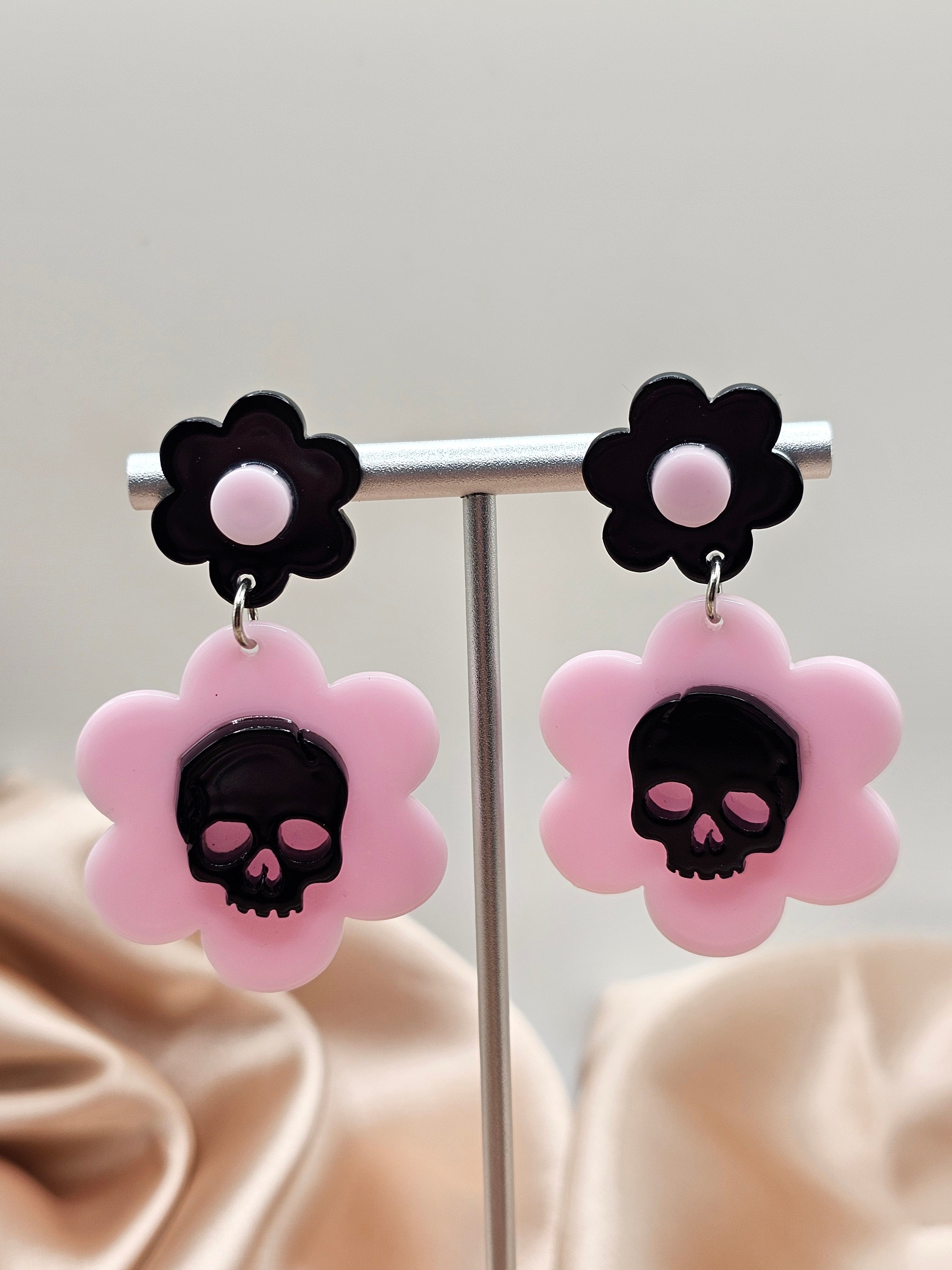 Pink Skull Earrings