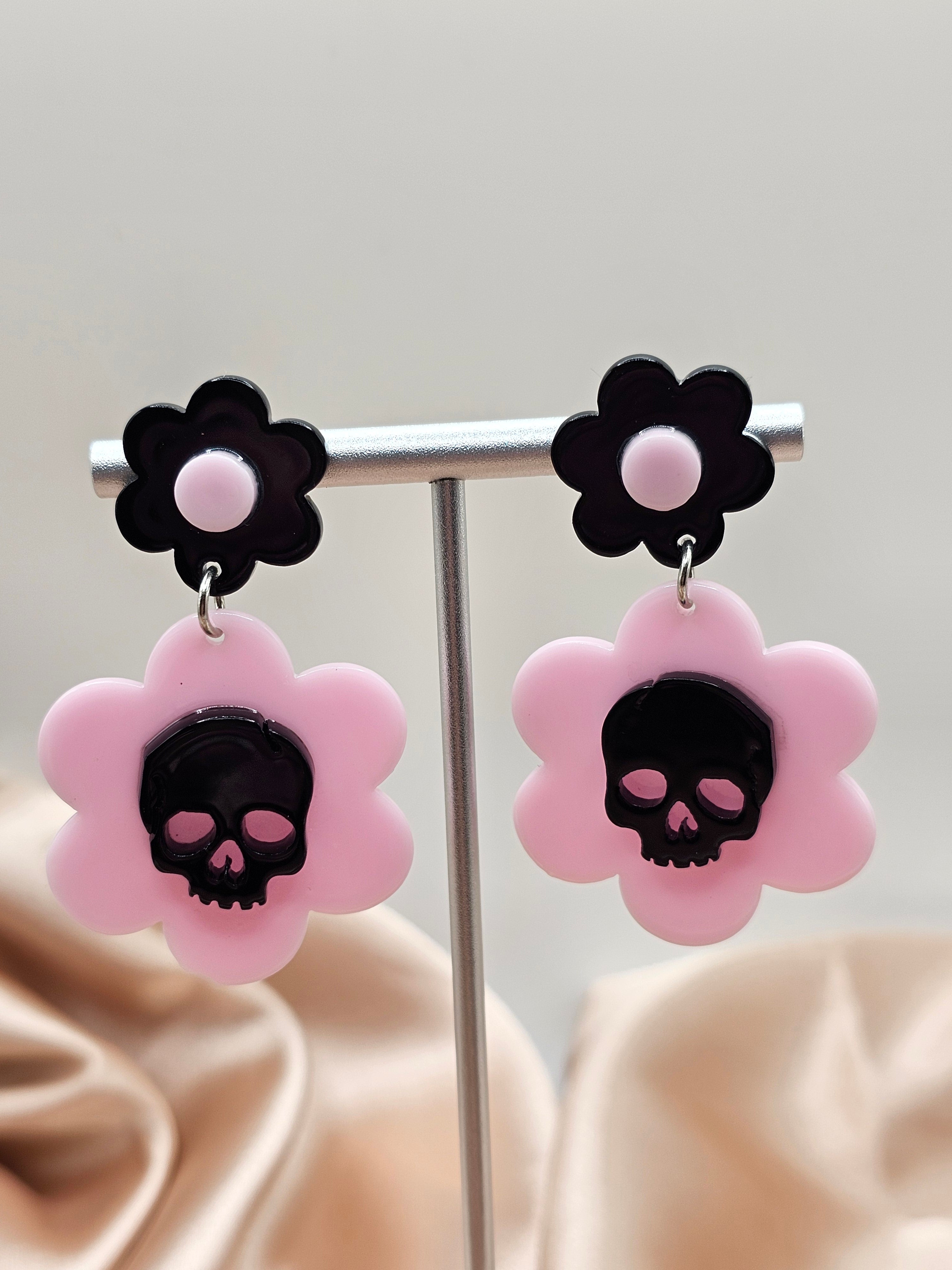 Pink Skull Earrings