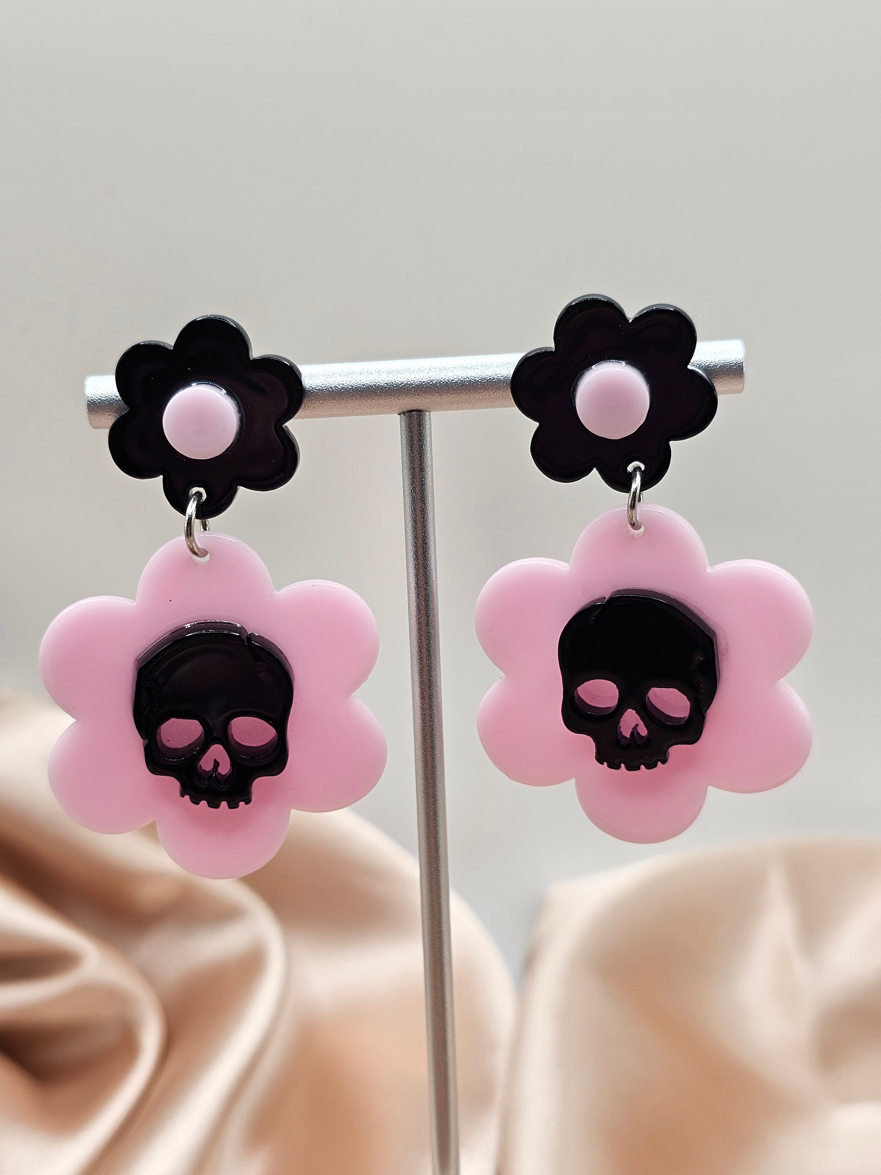 Pink Skull Earrings