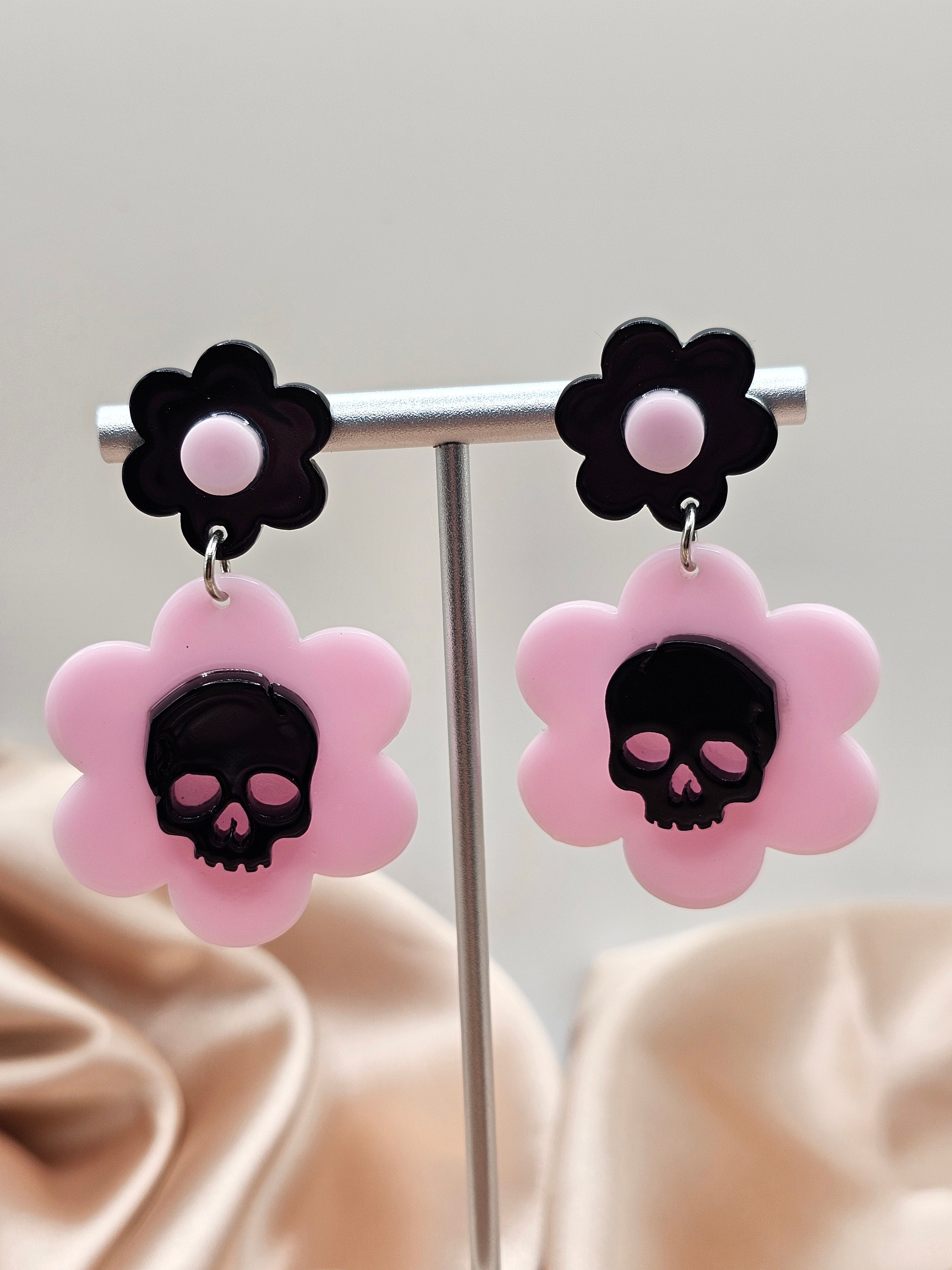 Pink Skull Earrings