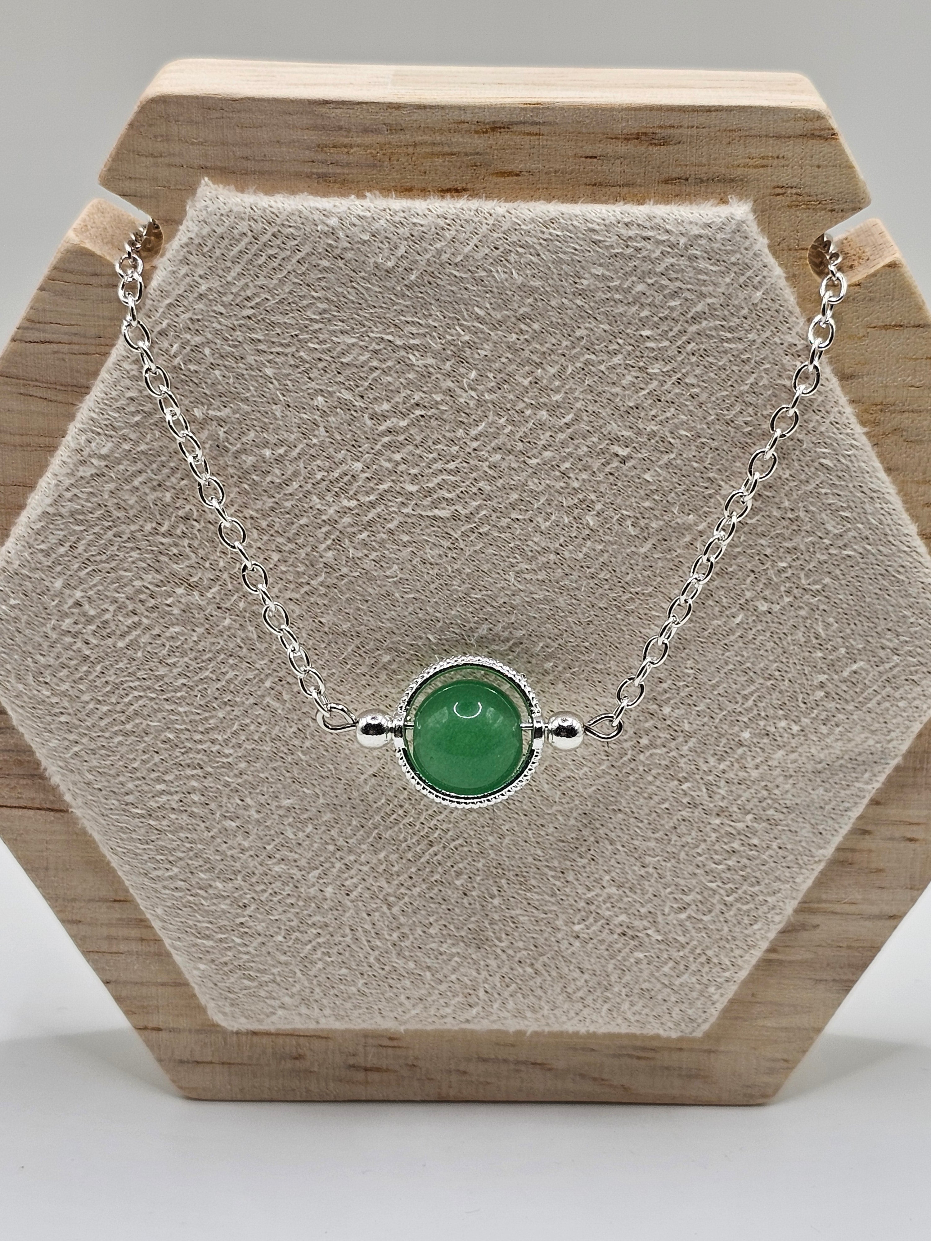 Adventurine Silver Overlay Necklace