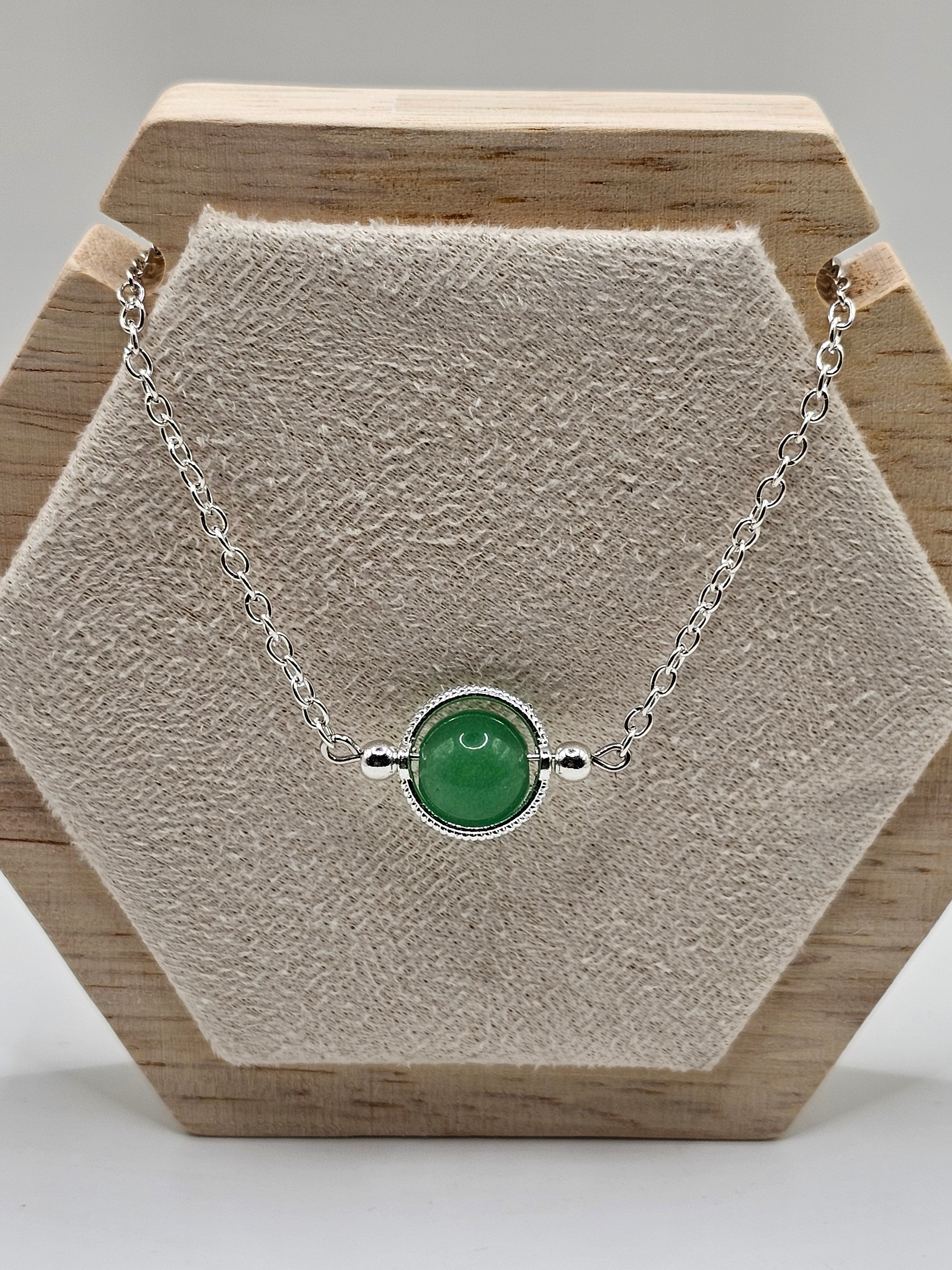 Adventurine Silver Overlay Necklace