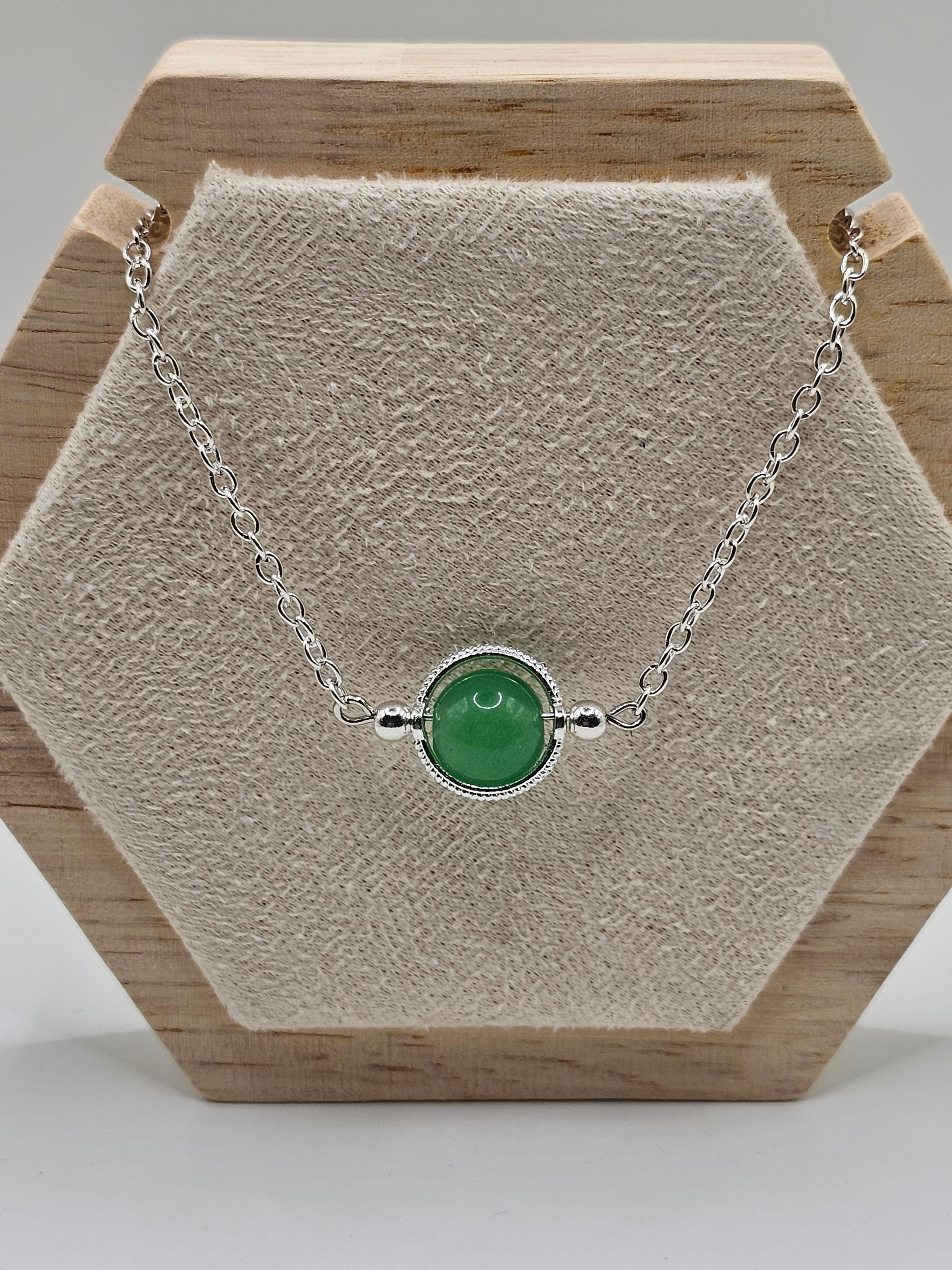 Adventurine Silver Overlay Necklace