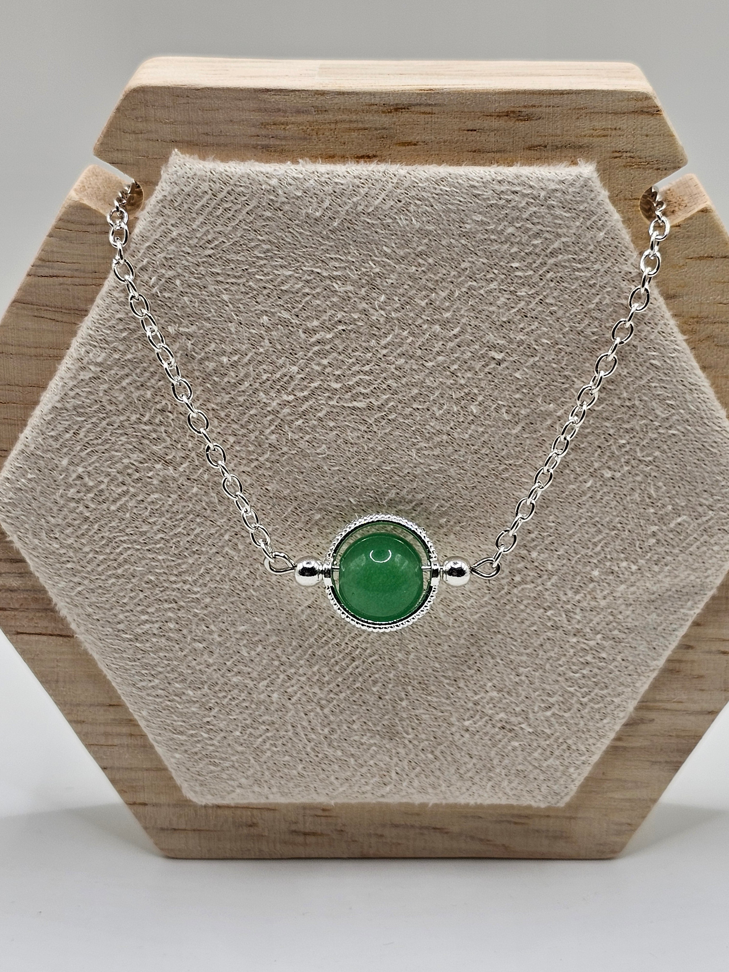 Adventurine Silver Overlay Necklace