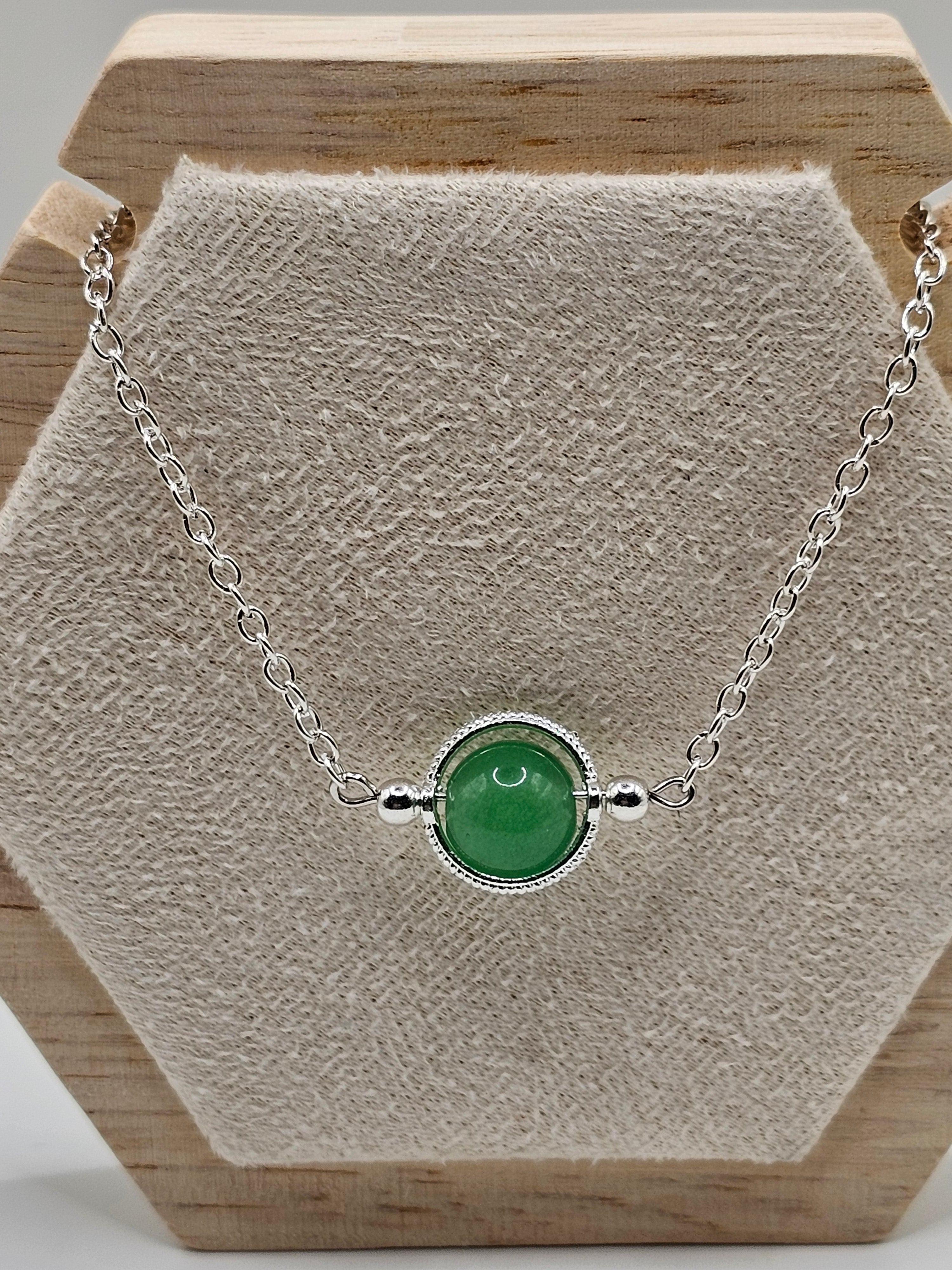 Adventurine Silver Overlay Necklace