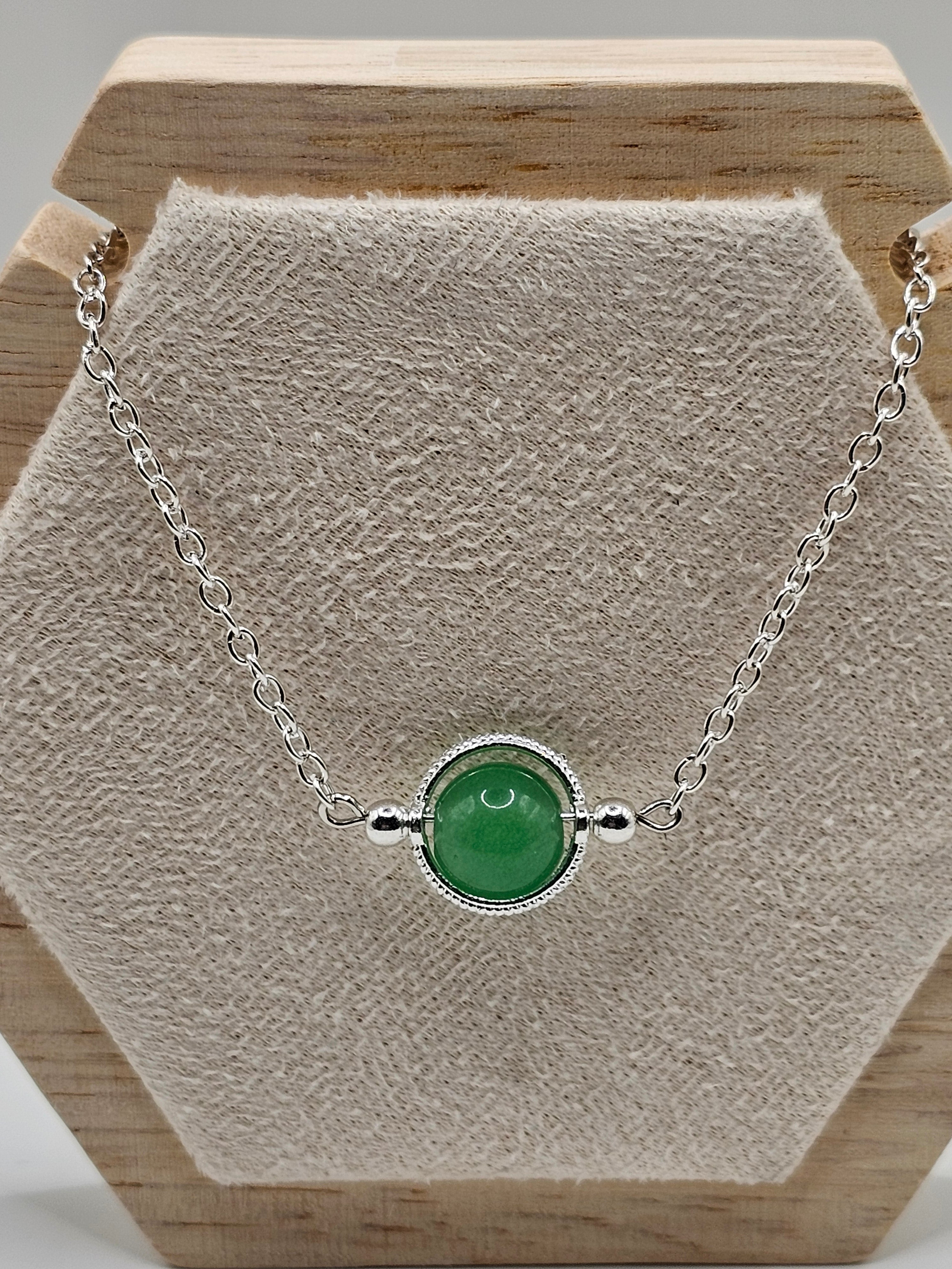 Adventurine Silver Overlay Necklace