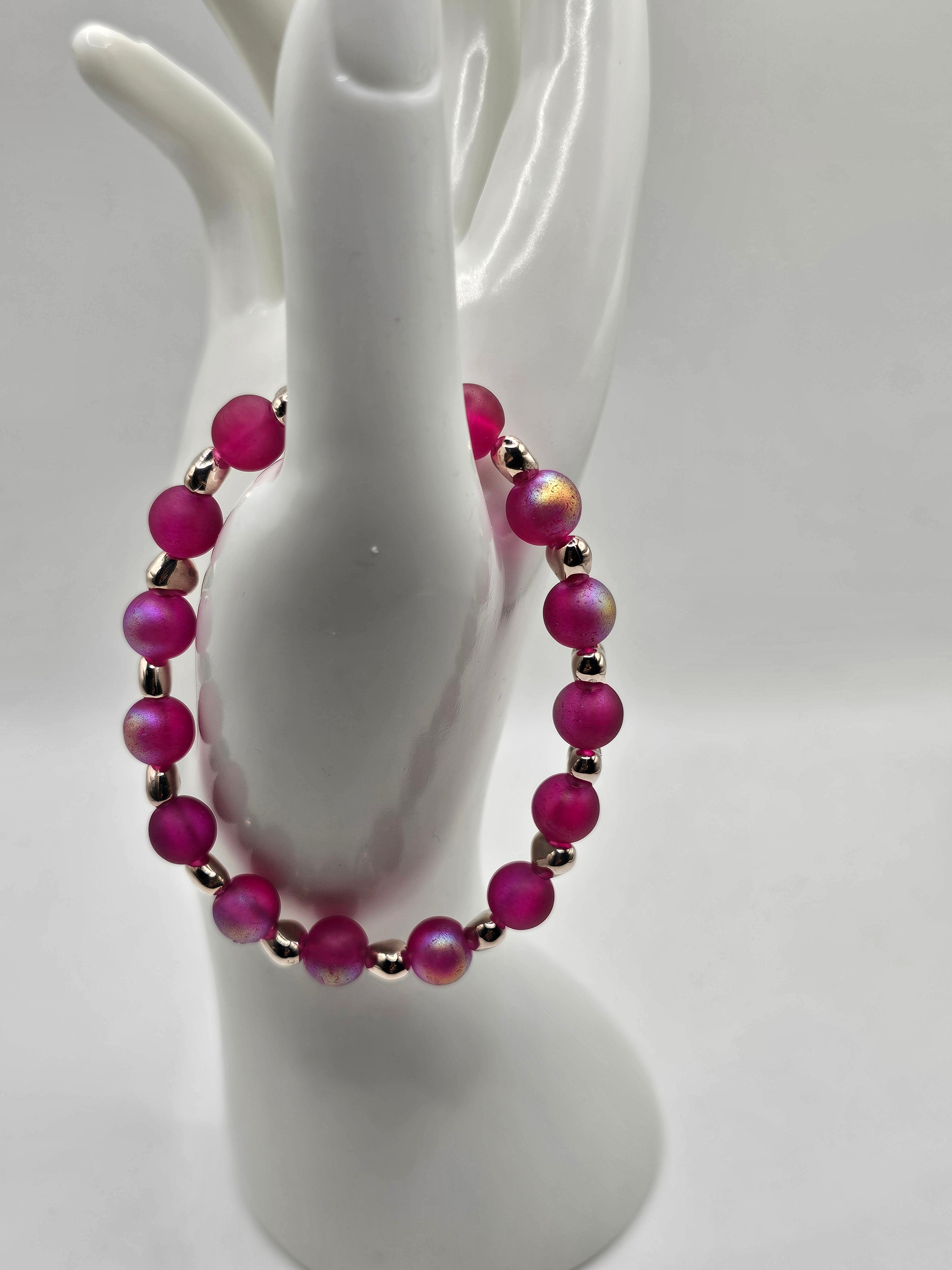 Burgundy Mermaid Beaded Stretch Bracelet