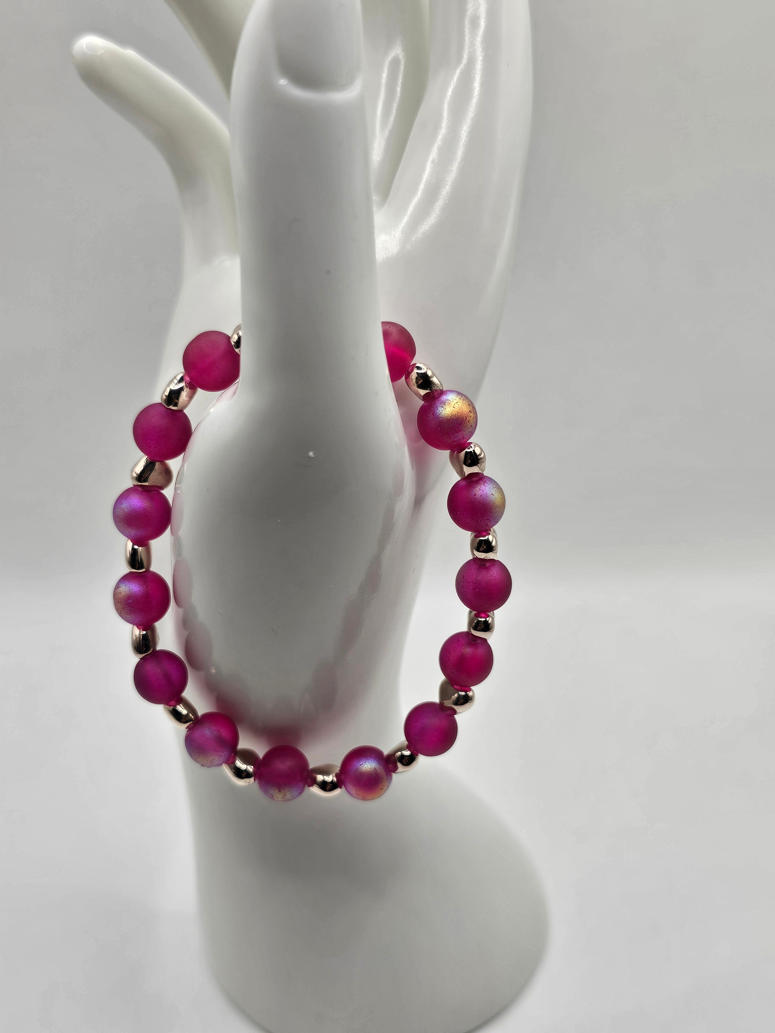 Burgundy Mermaid Beaded Stretch Bracelet