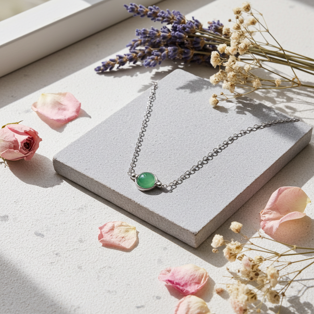 Adventurine Silver Overlay Necklace