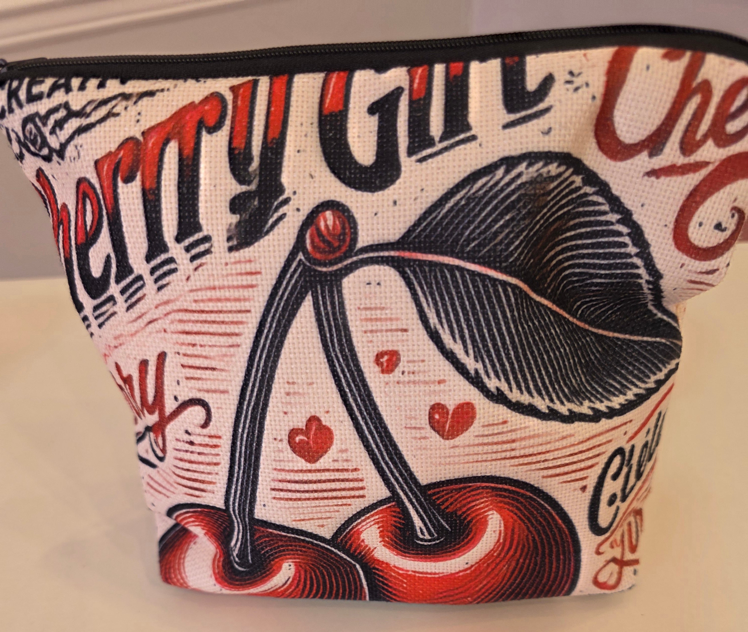 Cherry Zipper Accessory Bag