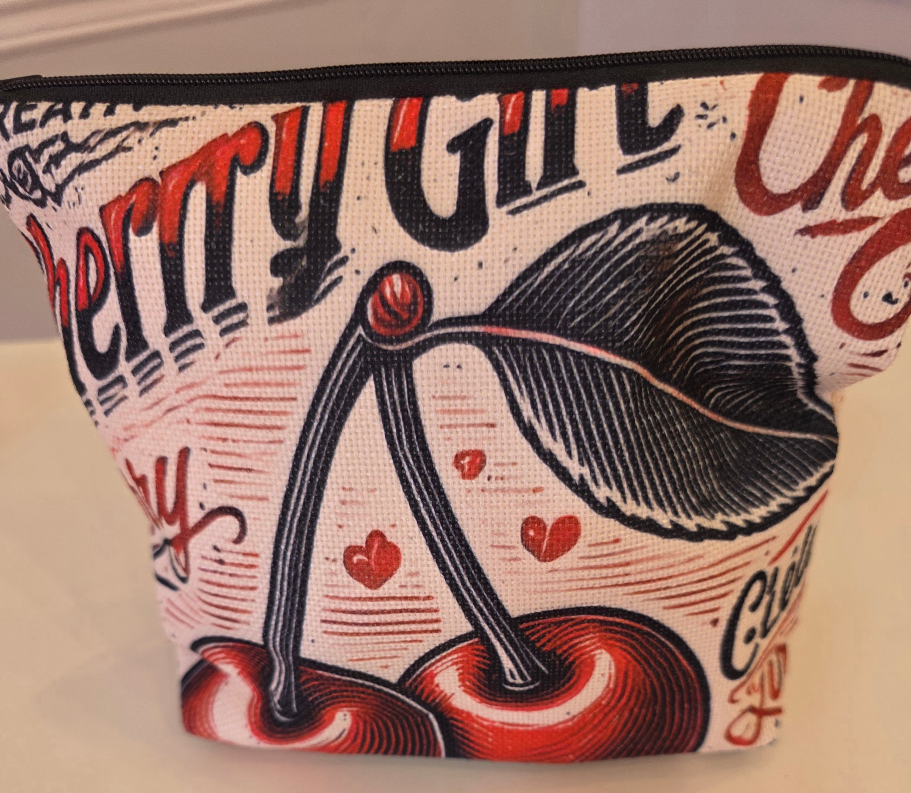 Cherry Zipper Accessory Bag