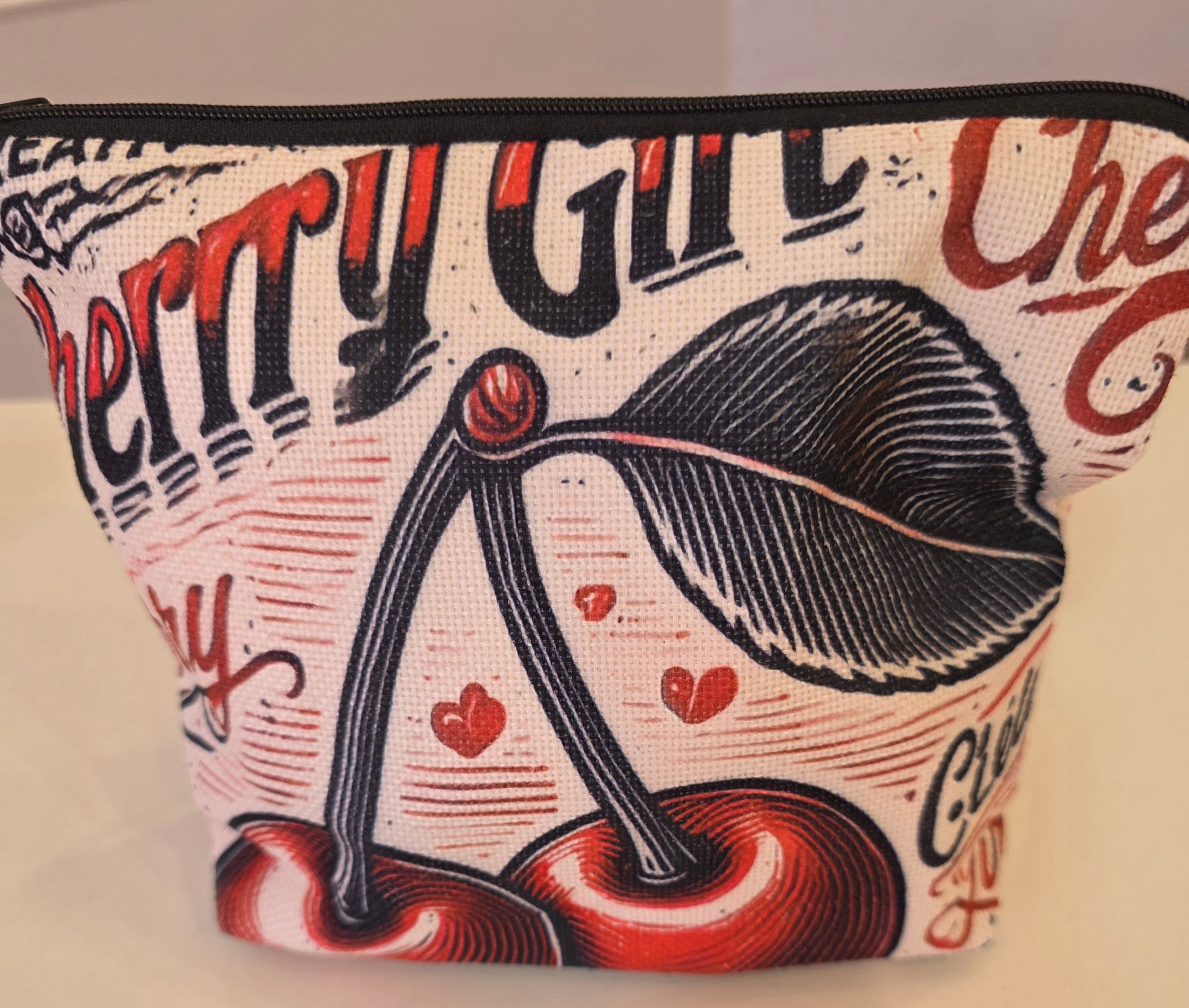 Cherry Zipper Accessory Bag